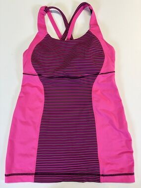 Lululemon Pink Strappy Back Tank Top Built In Bra Athletic Yoga